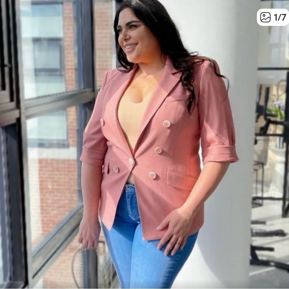 Veronica Beard Pink Double-Breasted Blazer - Office Chic /Elevated Style Size 16